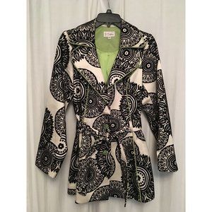 3 Sisters Black & White Print Belted / Trench Coat